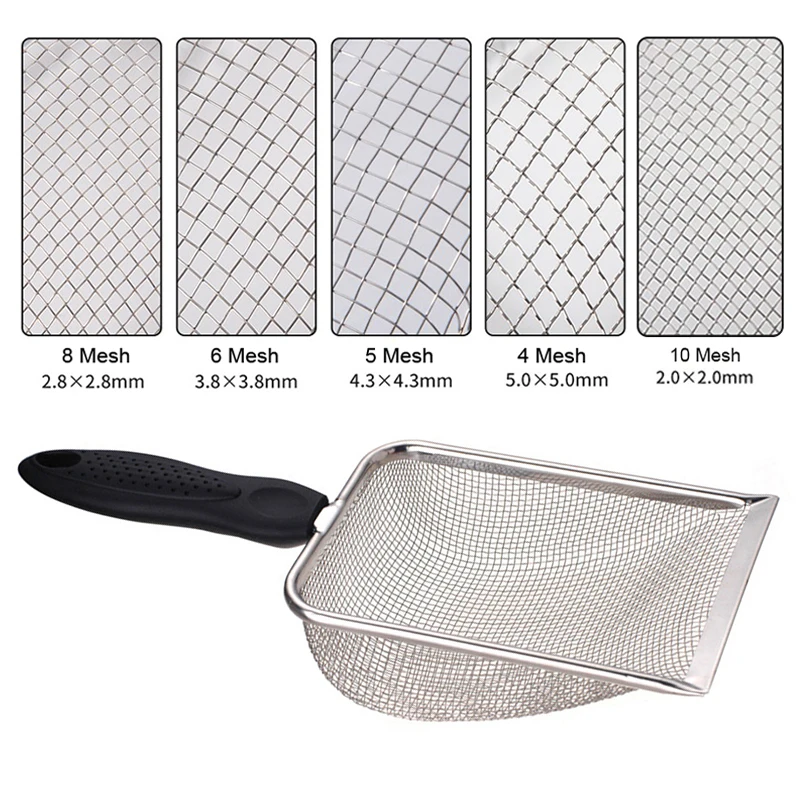 Pet Cleaning Tools Stainless Steel Feces Shovel Net Cat Litter Shovel Reptiles Lizard Sand Mesh Screen Fecal Spoon