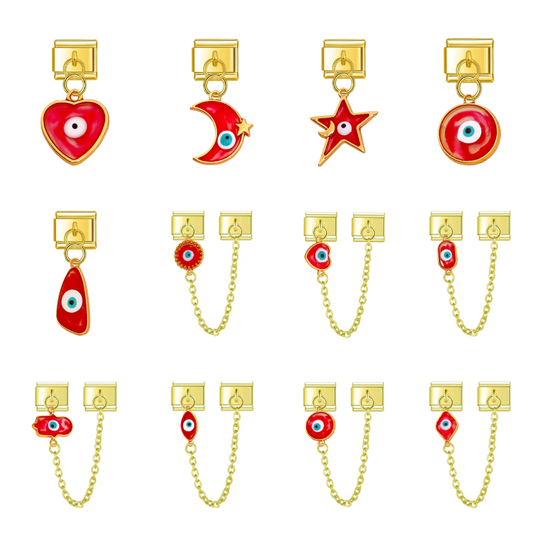 Bestselling New Red Devil Eye Italian Charm Bracelet Modular 9mm Link Men and Women Jewelry Accessories Wholesale