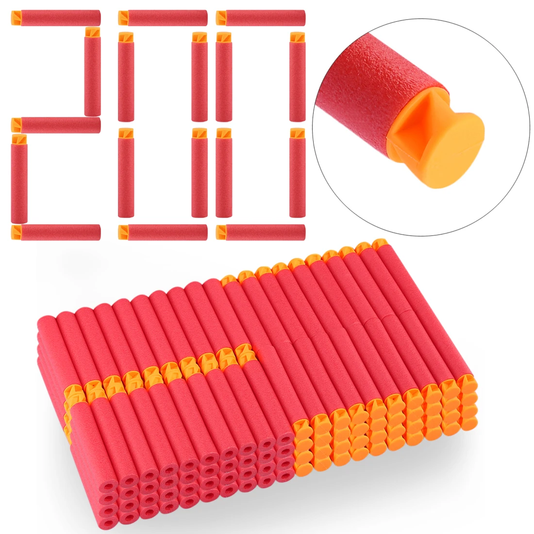 

200PCS For Nerf Bullets Soft Flat Head 7.2cm Refill Darts Toy Bullets for Nerf Series Blasters Kid Children Christmas Gifts
