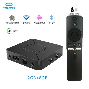 Magicsee Q5 Android TV Box Voice Control Smart TV Box Allwinner H313 Support IPTV 4K HDR Dual WiFi Bluetooth Smart Television