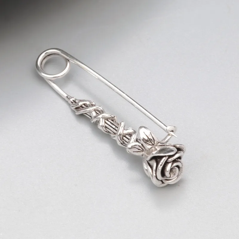 BOCAI-Broche en argent véritable S925 pour femme, épingle rose originale, vintage, chic, mode, accessoires simples, cadeau de Noël, nouveau