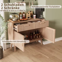 Anajqaqia Шкафы для гостиной, сервант, комод, с 2 дверцами и 2 ящиками для хранения, цвет дерева, 100×35×80 см