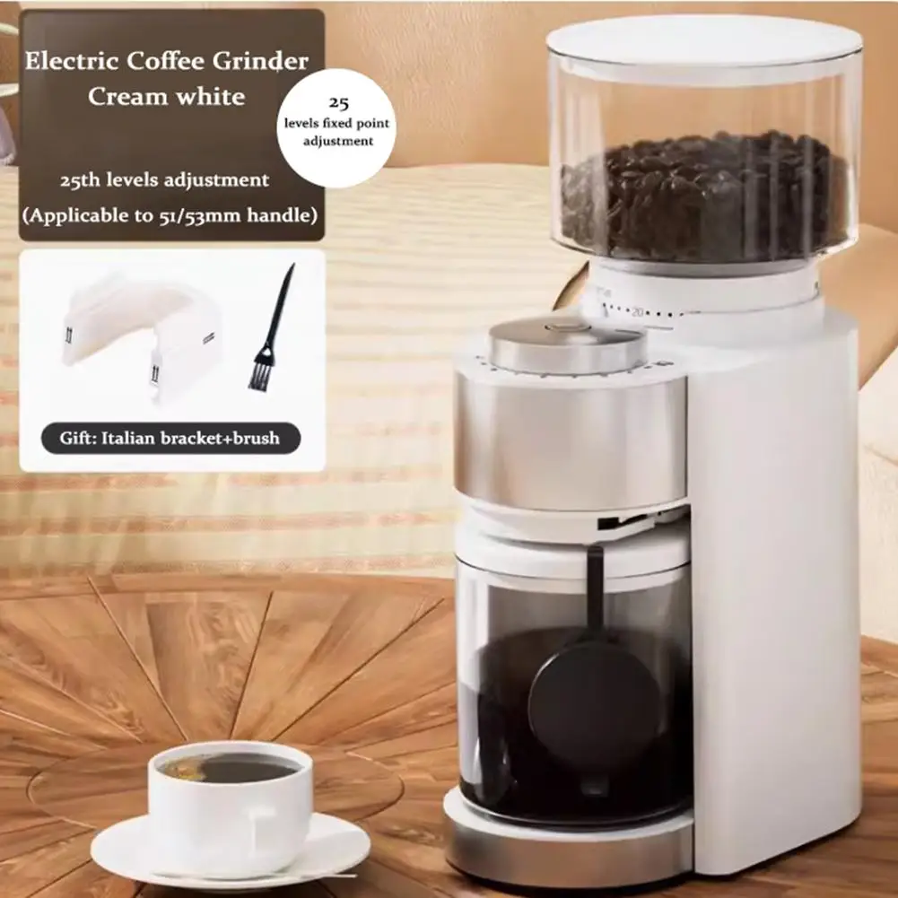 

Electric Coffee Grinder With 25 Grind Settings LED Lights 250g Large Capacity Bean Storage Design Adjustable Burr Mill