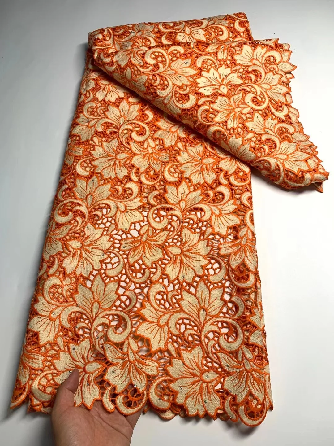 

Classic African Water Soluble Lace Fabric 5 Yards 2023 Hight Quality Nigerian Guipure Cord Lace French For Women Wedding Dresses