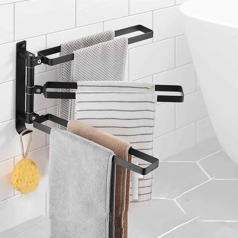 

Настенный держатель для полотенец E5BE, креативная Поворотная вешалка для полотенец, Многофункциональная вешалка для хранения, вешалка для ванной комнаты, Прочный инструмент для кухни и бара