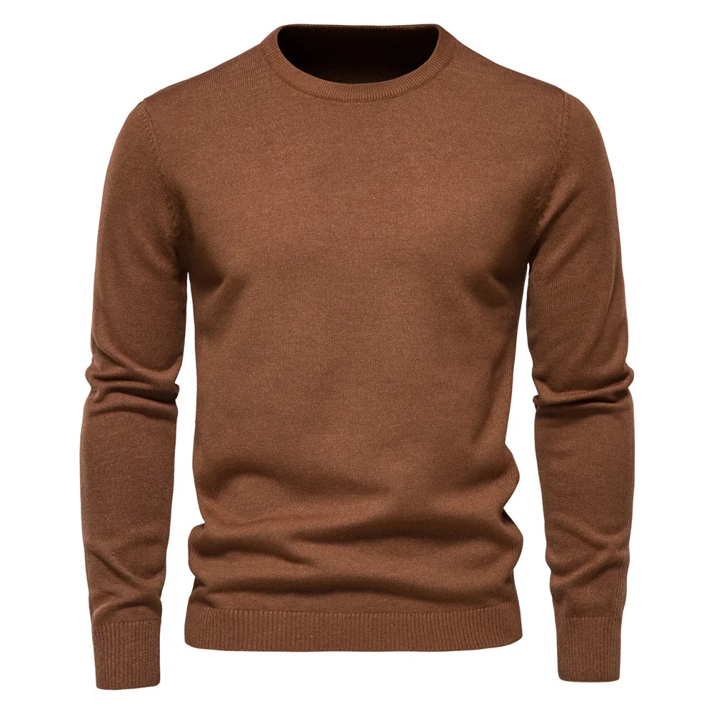 2023 New Winter Casual High Quality Thickness Pullover Men O-neck Solid Color Long Sleeve Warm Slim Men's Sweater Men's Clothing