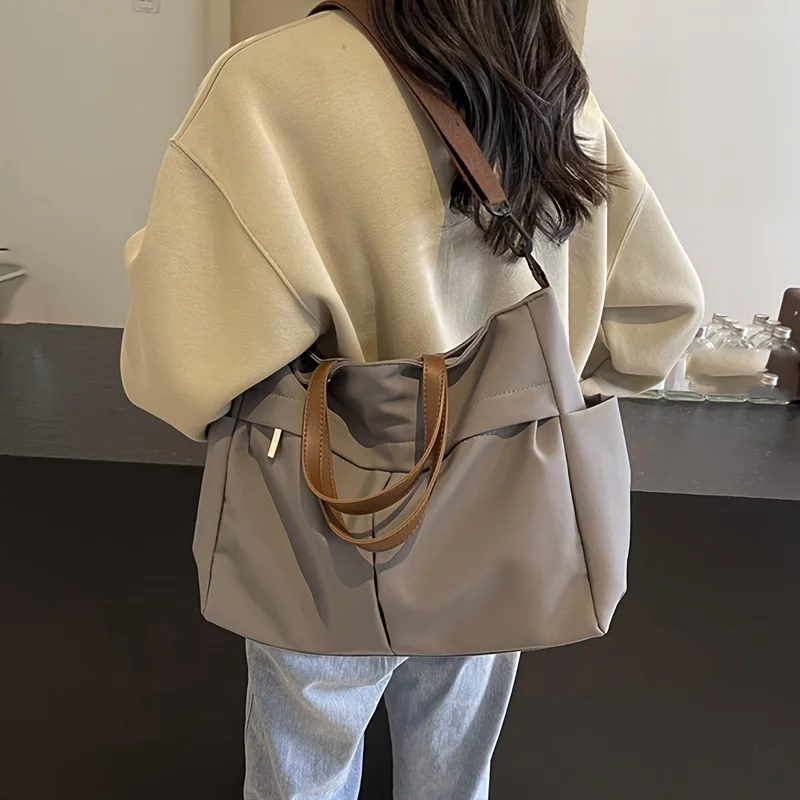 Spacious Nylon Tote Bag for Women Stylish Shoulder Crossbody Bag, Perfect for Casual Outings, Travel, Business, Fitness Shopping