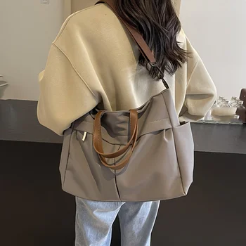 حقيبة يد واسعة من النايلون للنساء حقيبة كتف أنيقة عبر الجسم، مثالية للنزهات غير الرسمية والسفر والأعمال التجارية والتسوق اللياقة البدنية 6