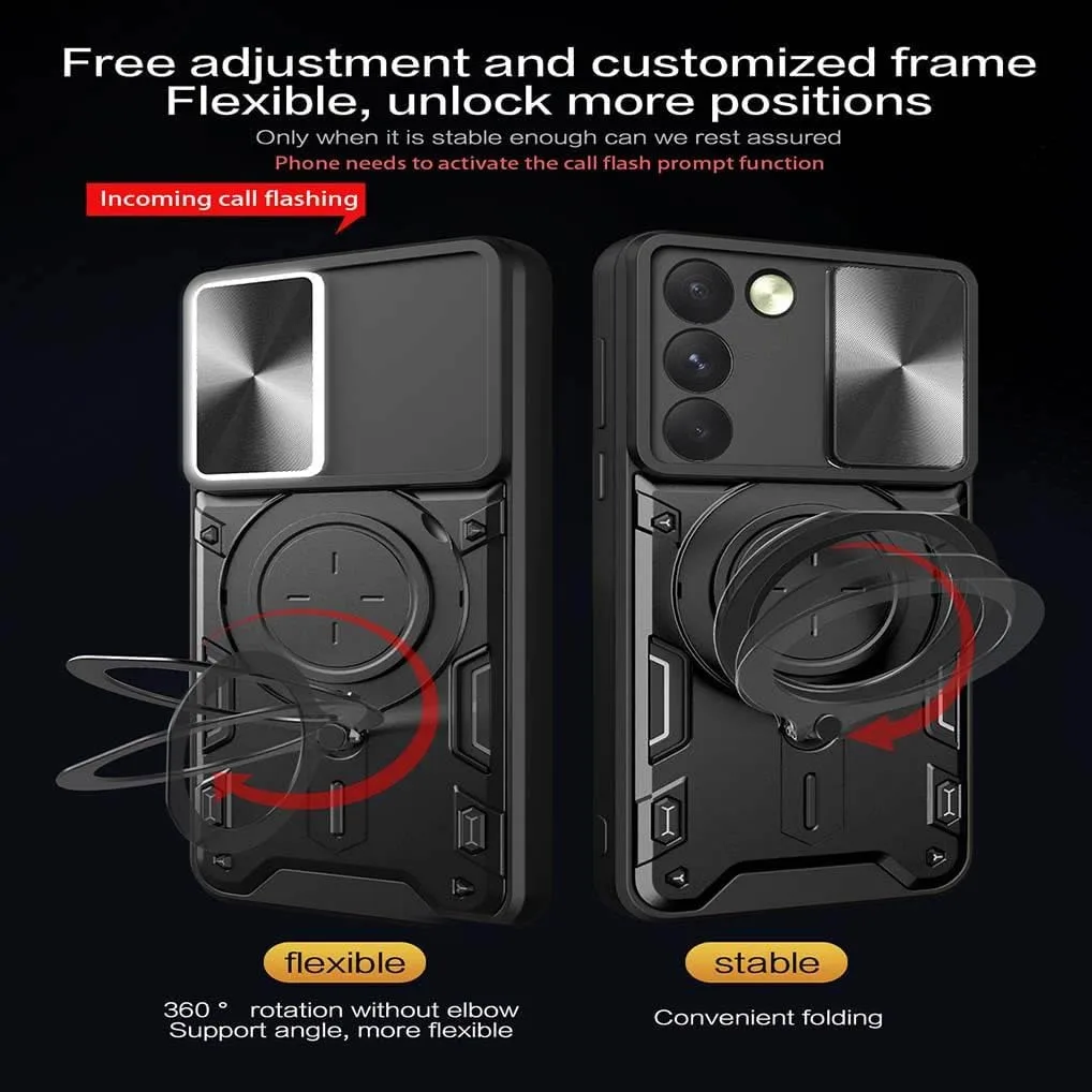 Shockproof Protective Phone Case with Stand Holder and Lens Protection