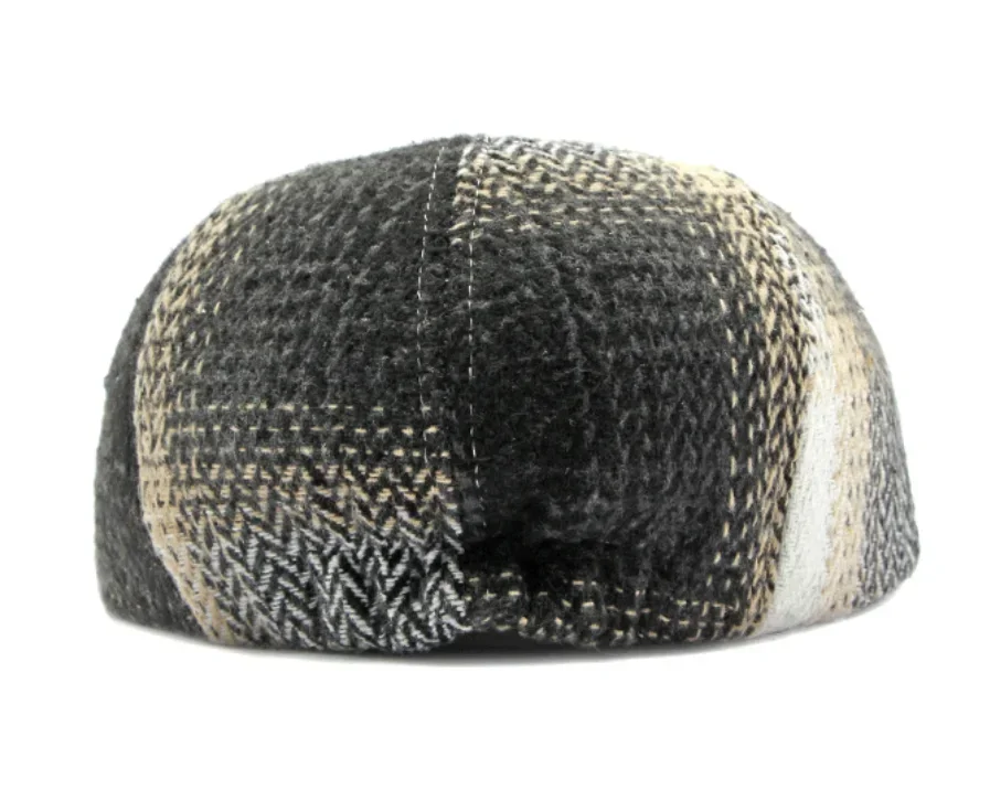Men and Women Retro Octagonal Newsboy Cap Beret Hat Thickened Knitted Duck Tongue Painter Hat Plaid Street Forward