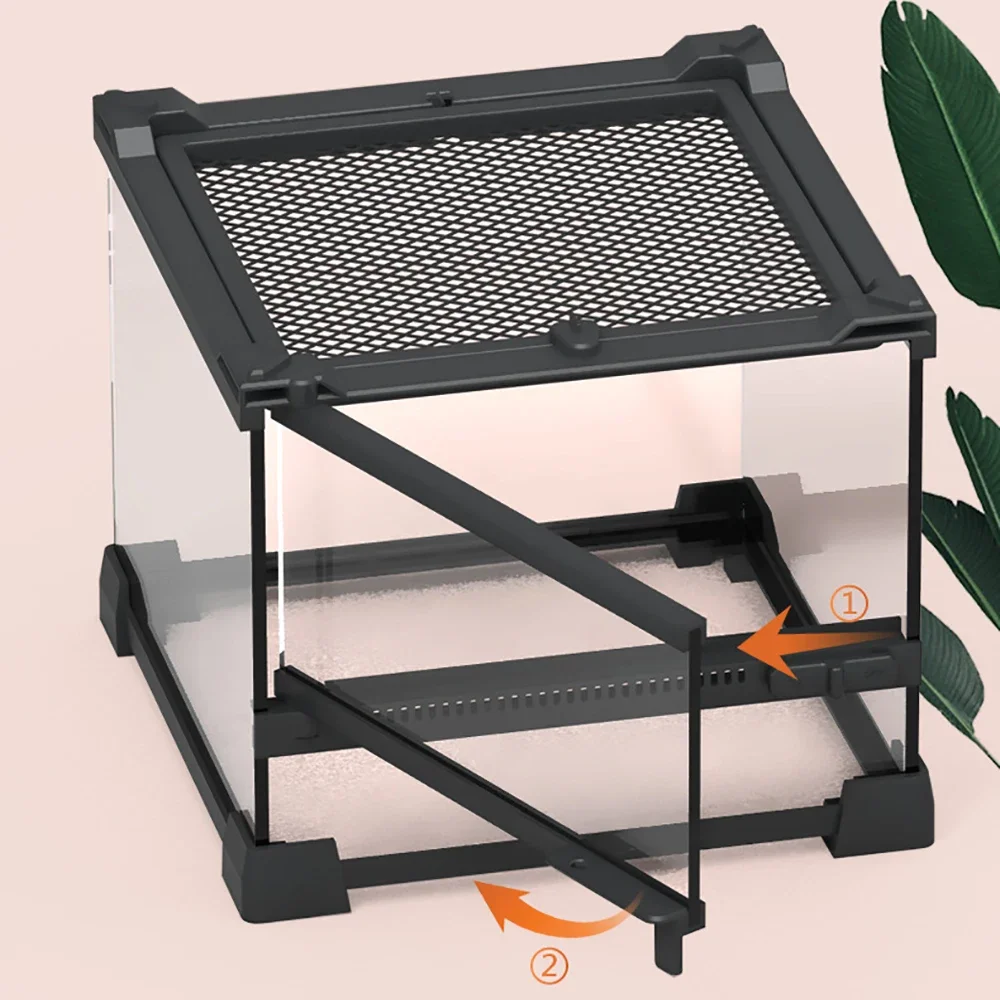 Amphibious Climbing Pet Breeding Box Ecological Landscape Tempered Glass Single Door Rainforest Tank Lizard Turtle Breeding Box aquarium tank vivarium box