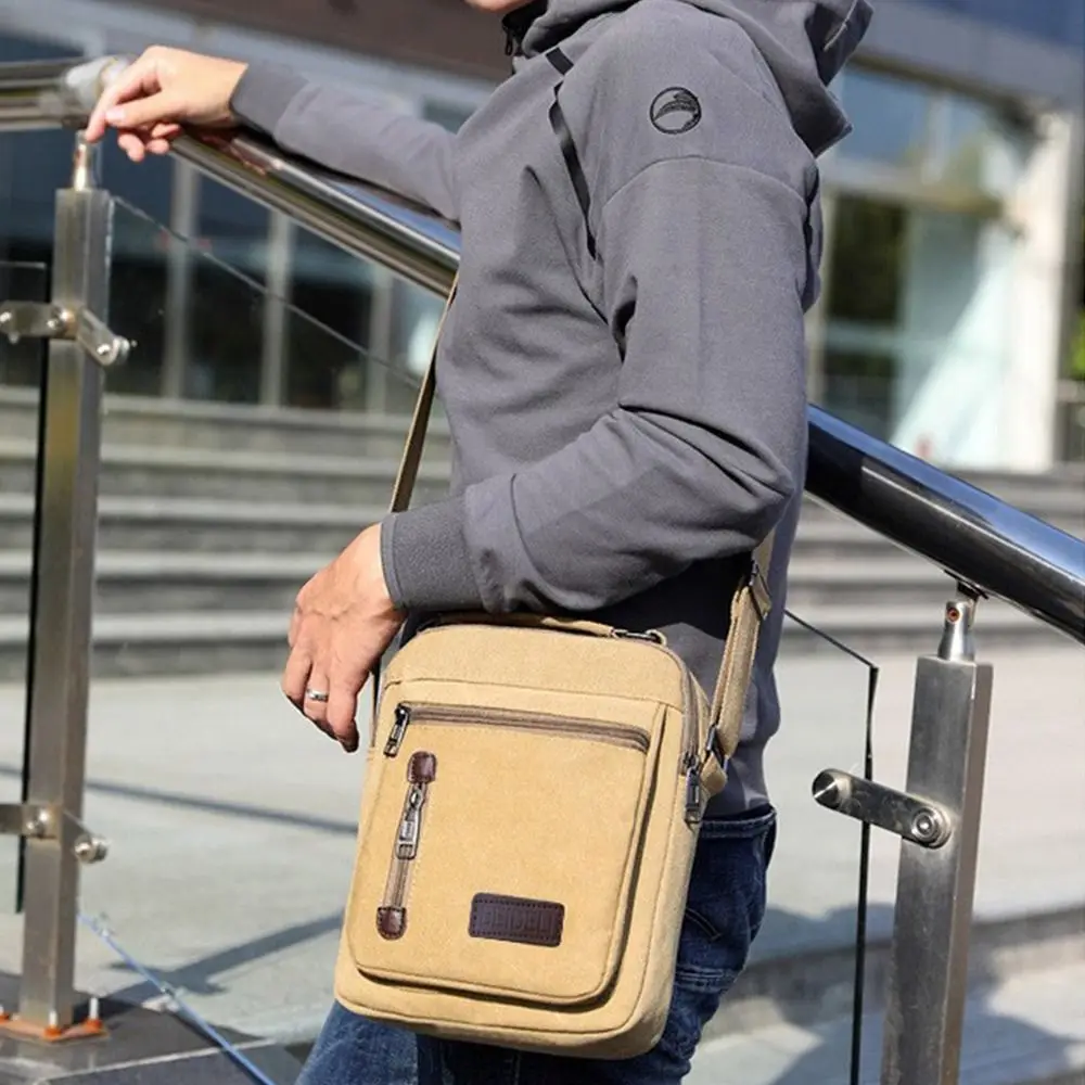 Men's Wear-Resistant Canvas Multi-Pocket Travel Tote Bag