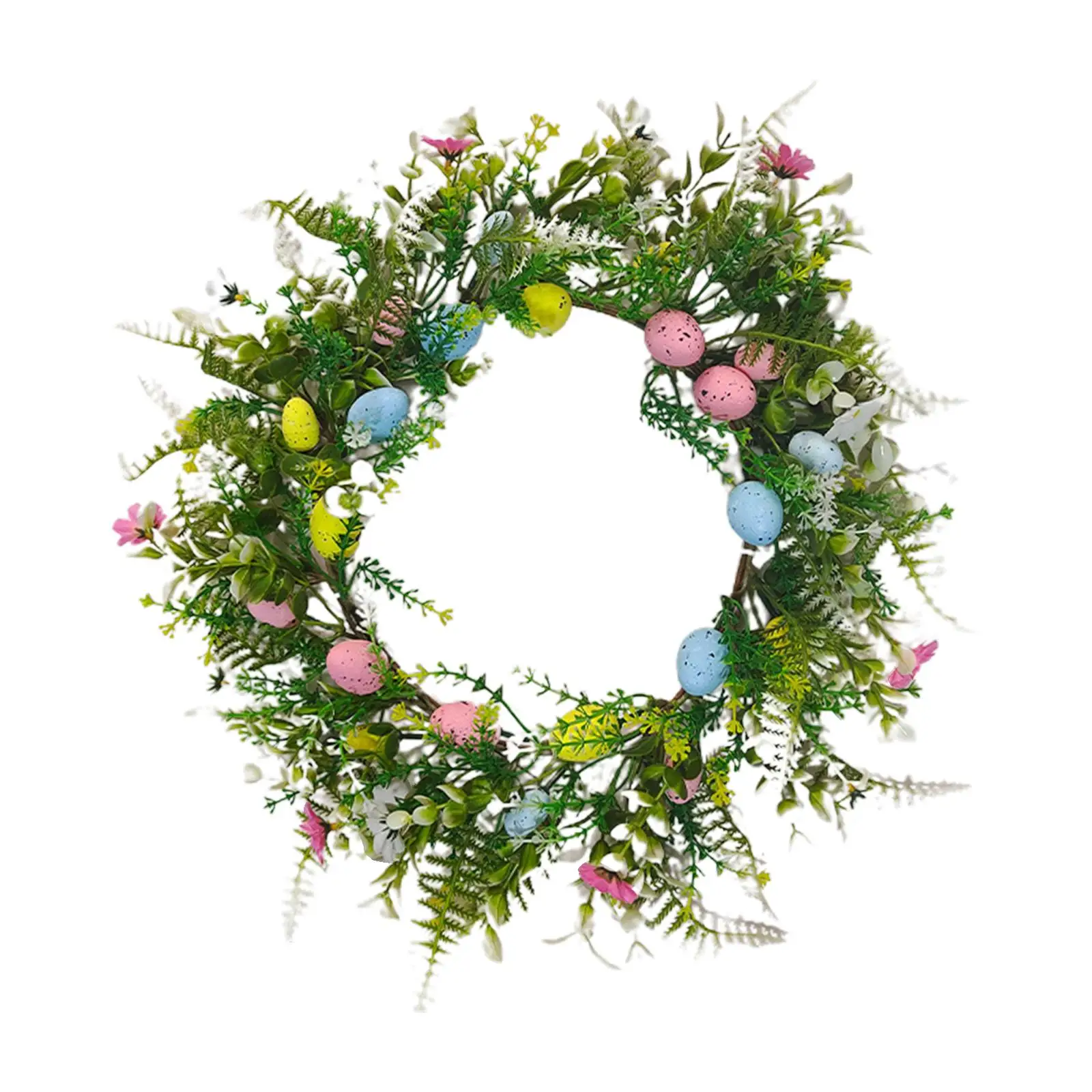 Easter Wreath with Easter Eggs Ornament Easter Decor Spring Wreath Hanging Wreath for Front Door Porch Farmhouse Indoor Wall