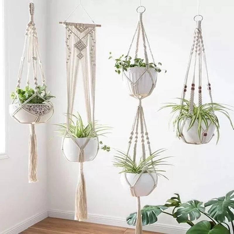 Handmade Macrame Flower Pot Hanging Basket Hanging Wall Hanging