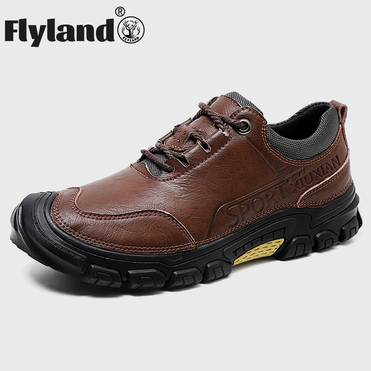 

FLYLAND Genuine Leather Casual Shoes Outdoor Hiking Shoes Fashion Handmade Retro Leisure Loafers Shoes Zapatos Casuales Hombres