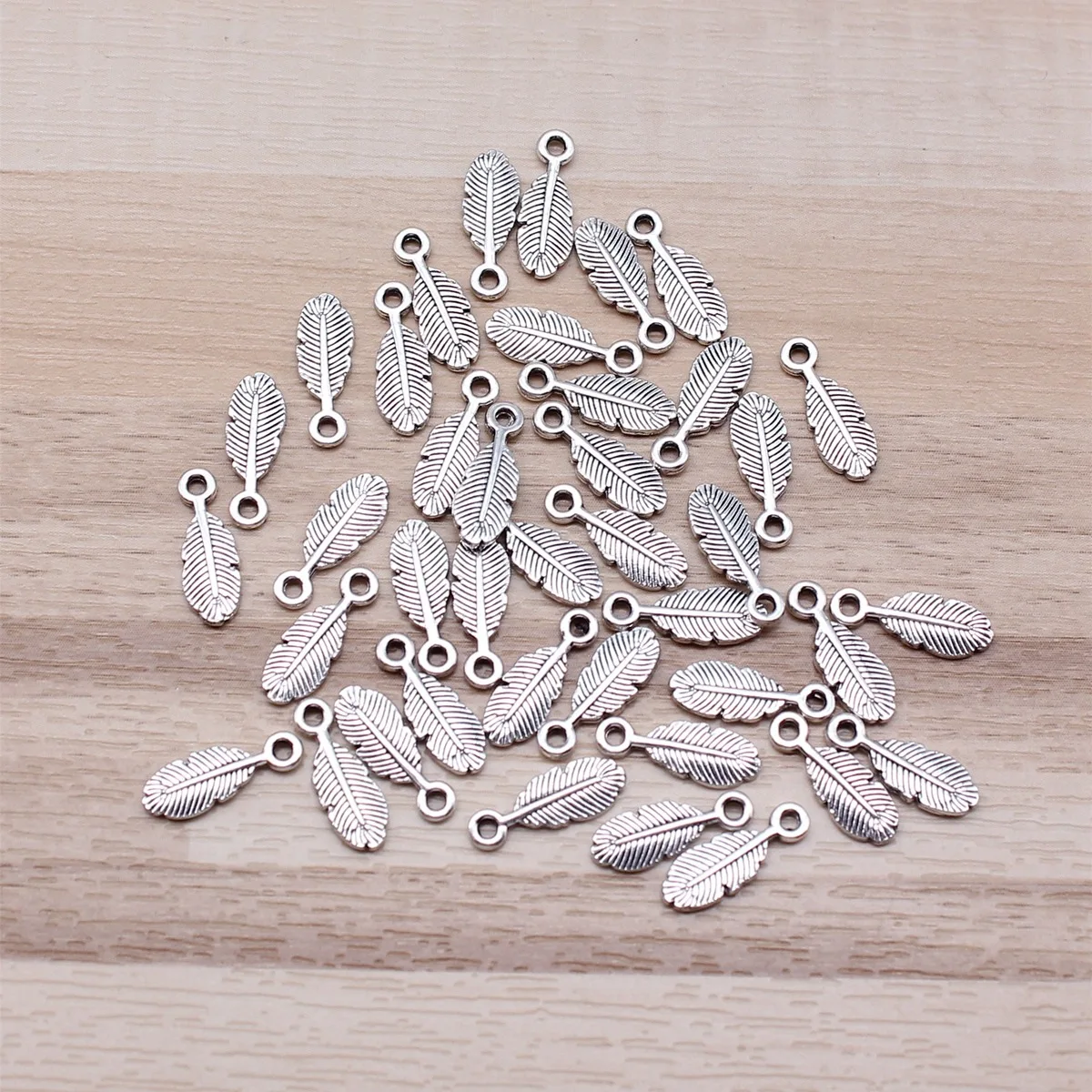 IFOCUS DIY 주얼리 제작용 깃털 참, 아연 합금, 12x5mm, 0.47x0.2 인치, 40 개/몫
