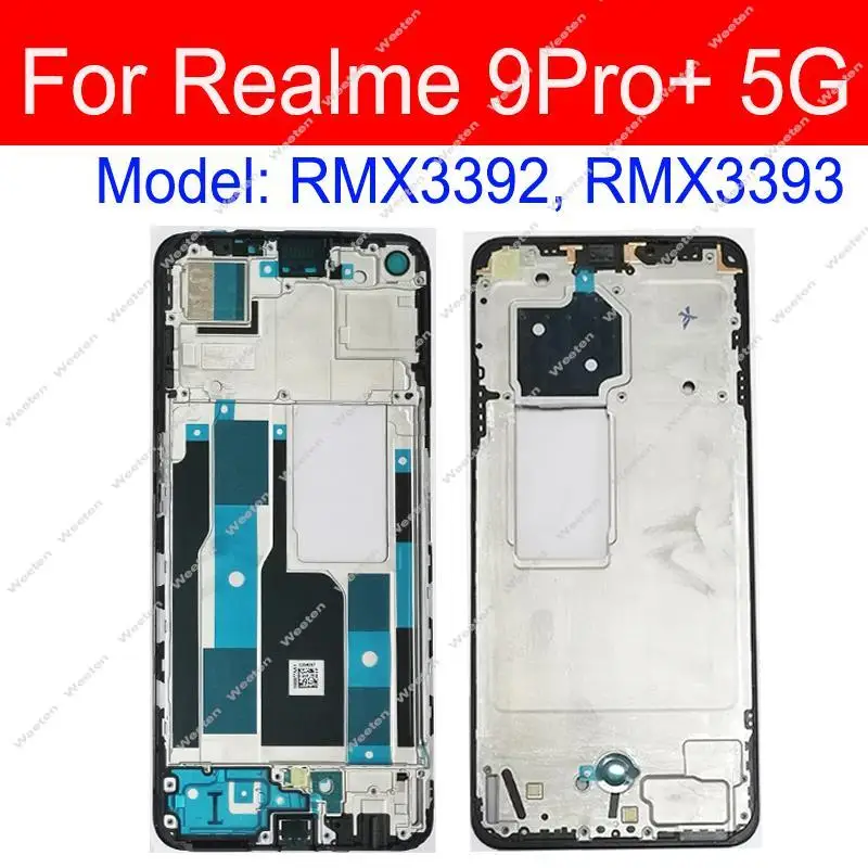 전면 LCD 프레임 하우징, Realme 9 Pro 9 Pro Plus 9i 9 4G 5G LCD 스크린, 전면 프레임 베젤 커버, 중간 케이스 교체
