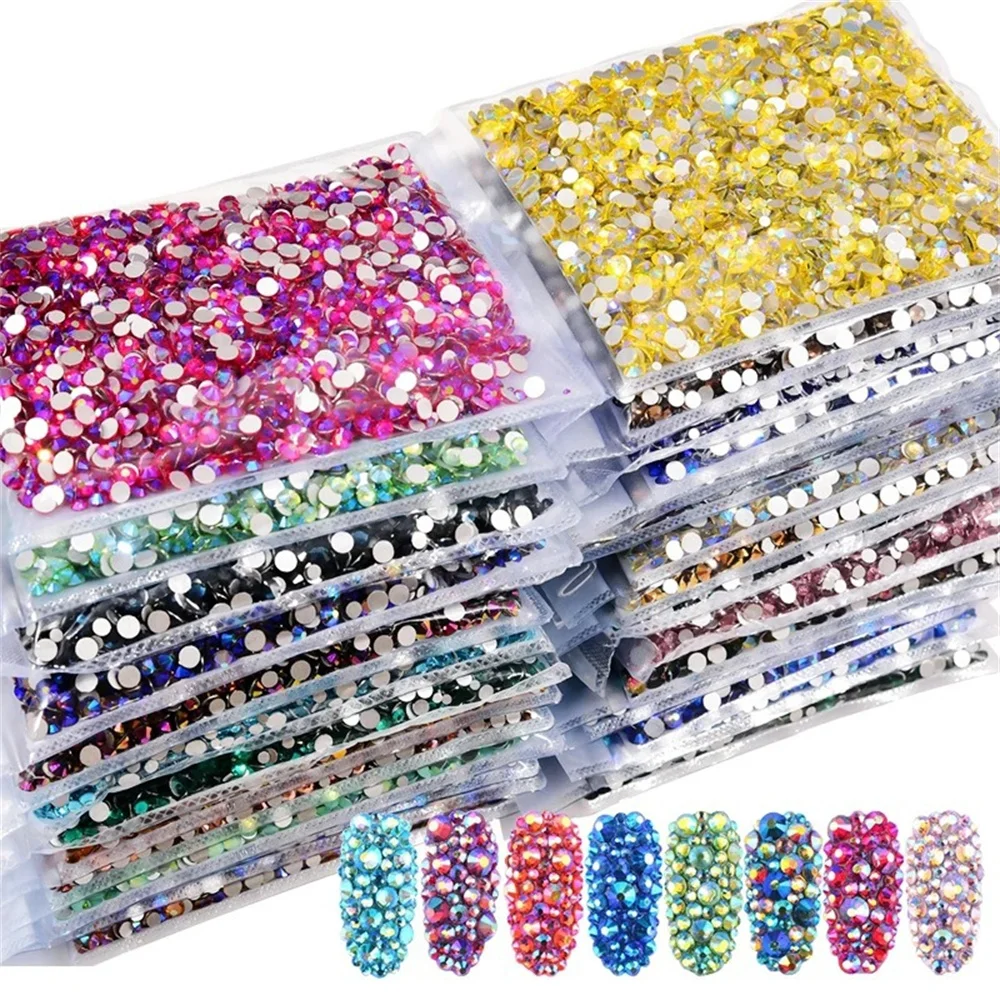 

SS6-SS30 Bulk Package Wholesale Flatback Clear Crystal Non Hotfix Rhinestones For DIY for nail decorationArt