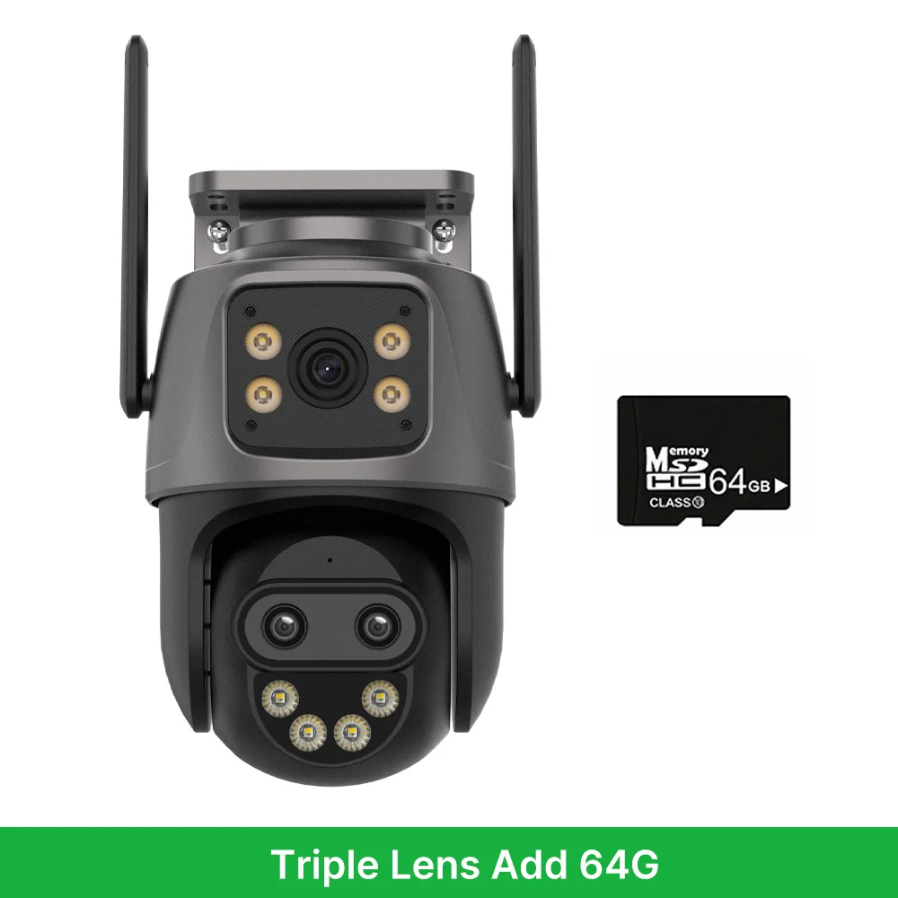 Ultra HD Triple-Lens Outdoor WiFi Security Camera with Auto Tracking
