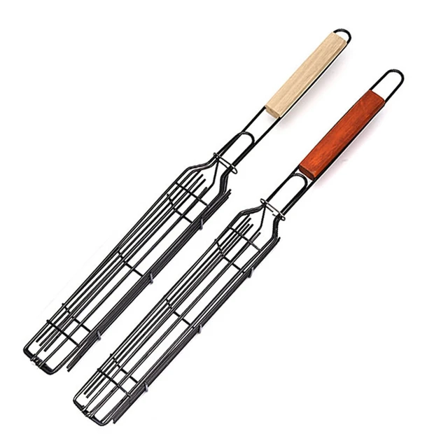 1 Db Bbq Grillező Kosár Kovácsoltvas Grill A Barkács Kebab Kolbász Zöldség Sütő Barbealt Ketrec Clip Szerszámok - Image 4