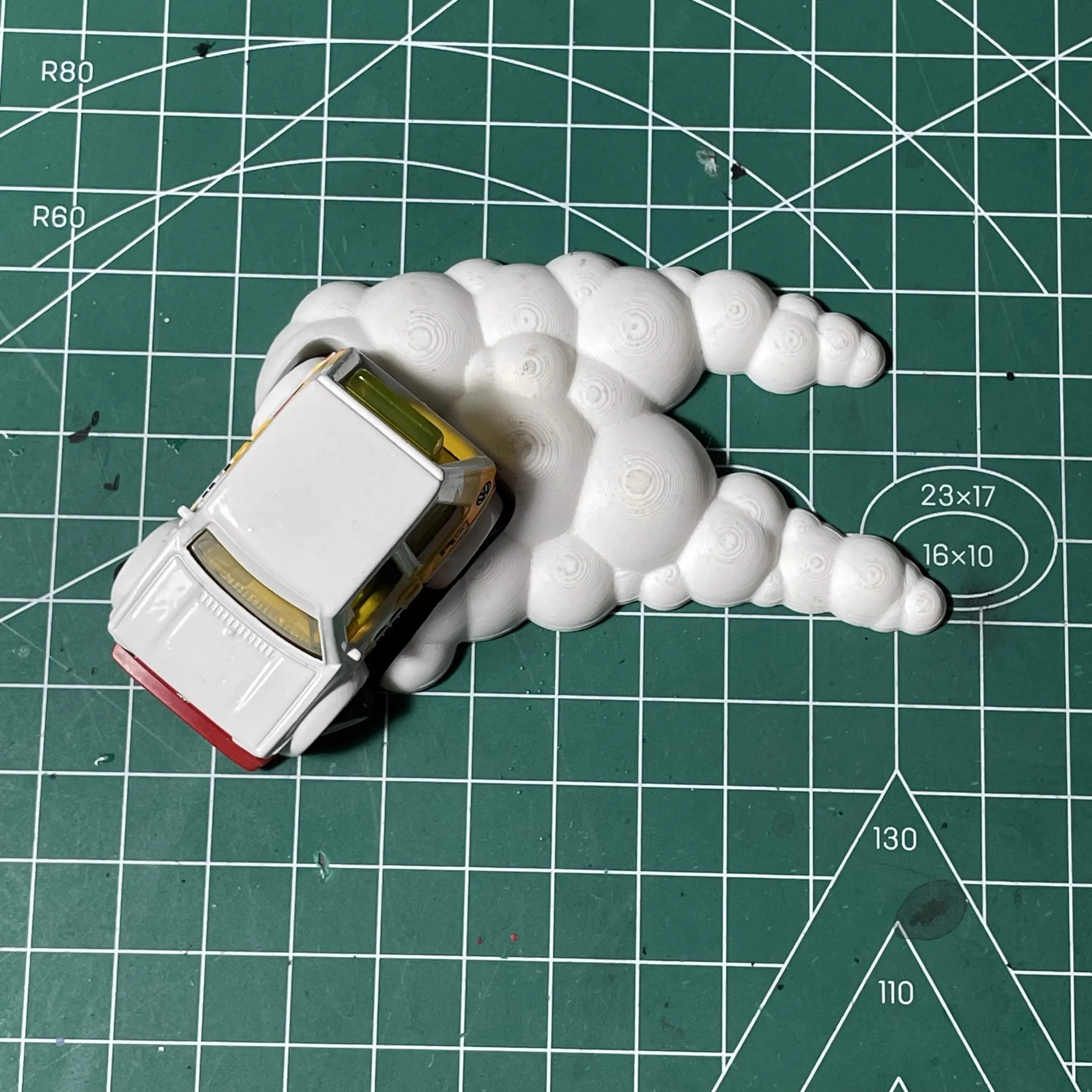 1:64 드리프트 타이어 모델 자동차 연기 특수 효과 장면 차고 디오라마 폭 3.1cm