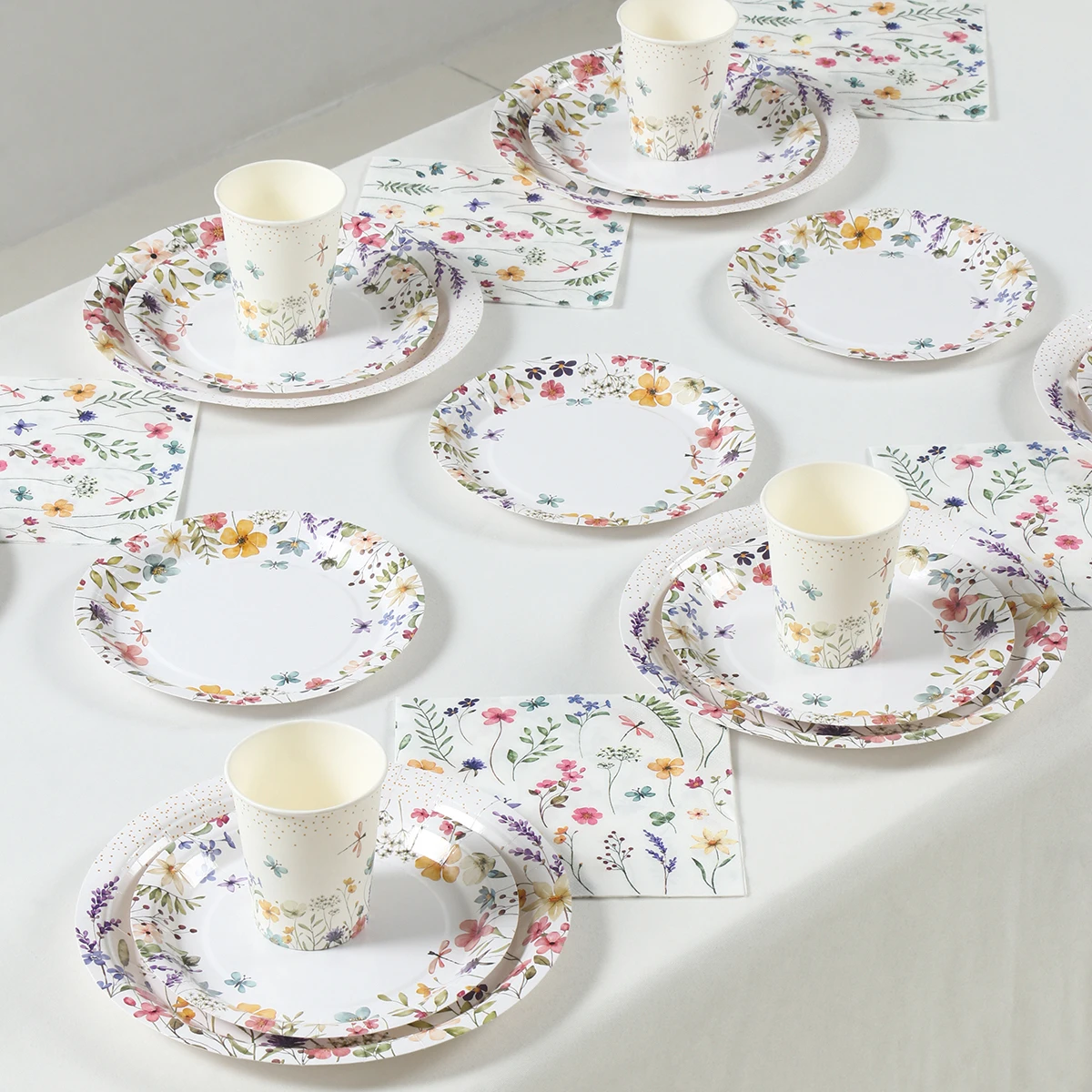 Primavera fiore stoviglie festa di compleanno Decor Wild Floral piatti di carta usa e getta tovaglioli ragazza compleanno Baby Shower decorazione  15