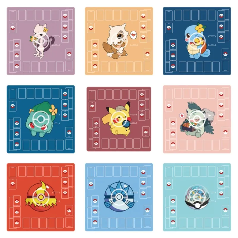 

60*60*0.2cm PTCG Pokemon Dedicated GAME Card Mat Battle Kawaii Pikachu Mewtwo Bulbasaur Squirtle Poke Ball Anime Toys Gifts