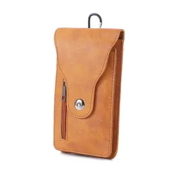 Luxurious Leather Waist Bag with Phone Pouch and Card Slots - Leather (Dark coffee)
