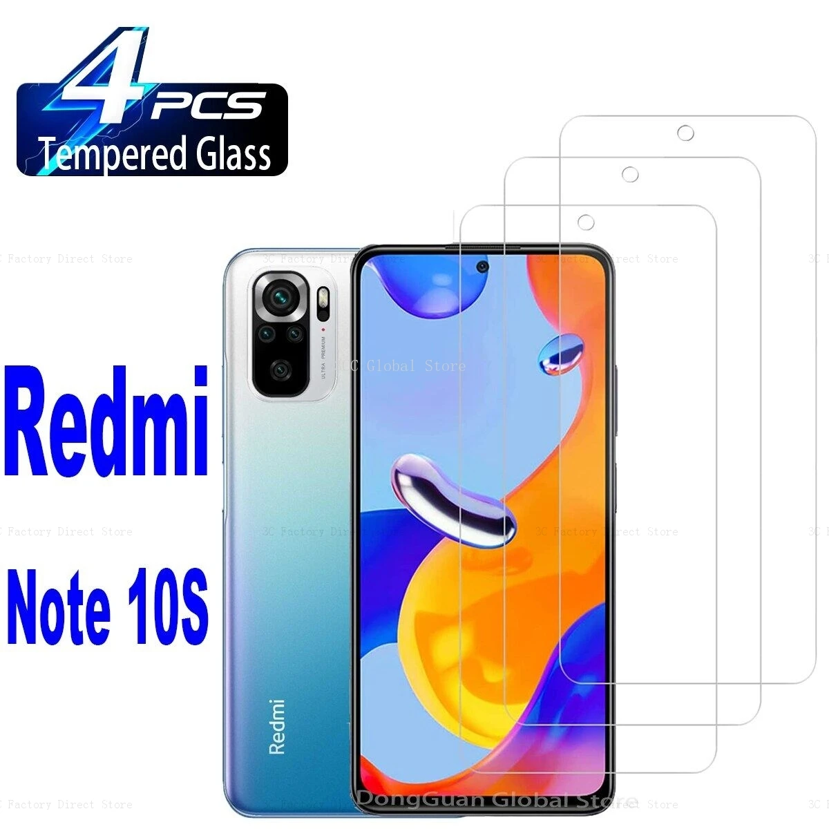 

4 шт. закаленное стекло для Xiaomi Redmi Note 10S 9D полное покрытие HD защита для экрана стеклянная пленка