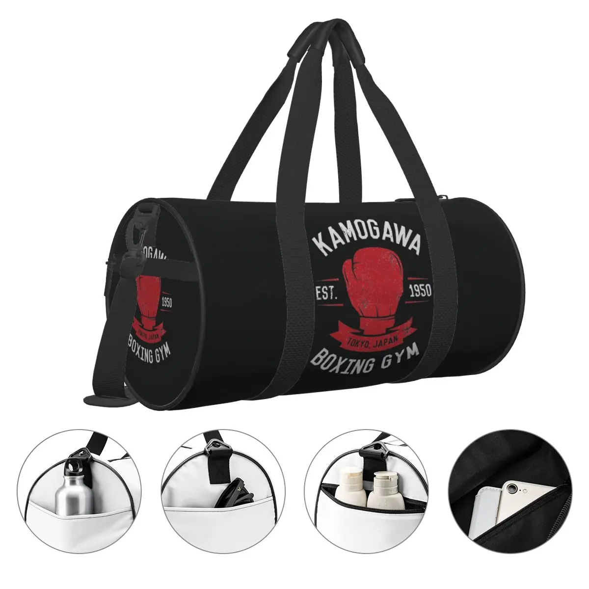 Kamogawa Boxing Gym Vintage Gym Bag Portable Sports Bags with Shoes Training Pattern Handbag Graphic Fitness Bag For Male Female 4