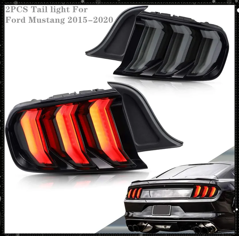 

Sulinso 2PCS LED Tail lights Compatible with Ford Mustang 2015-2020 with Sequential Amber+Red Turn Signal (5 Lighting Modes),