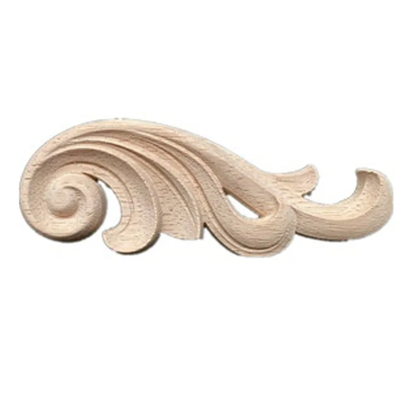 12cm Wood Carved Corner Onlay Unpainted Applique Frame Door Decors Decal Furniture Wall Unpainted Home Cabinet Door Decor Craft