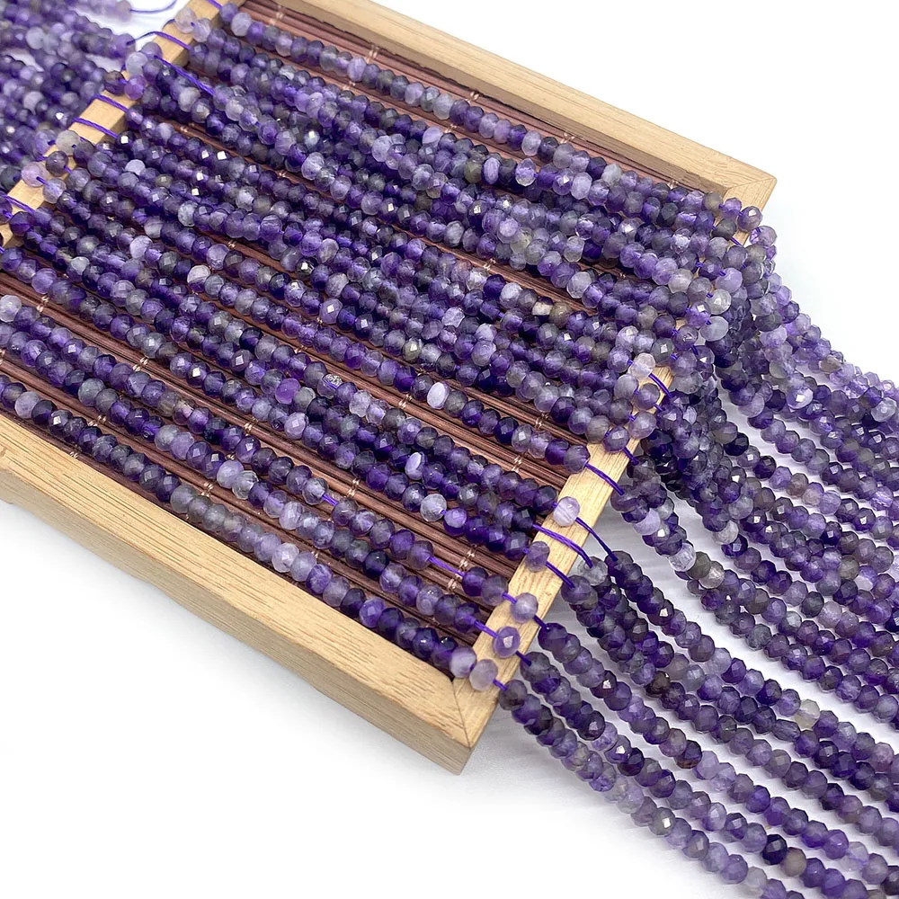 Natural Stone Amethyst 2X3 3X4 5X6Mm Bulk Spacer Beads For Jewelry Making Diy Fashion Handmade Necklace 15 Inch Small Stones