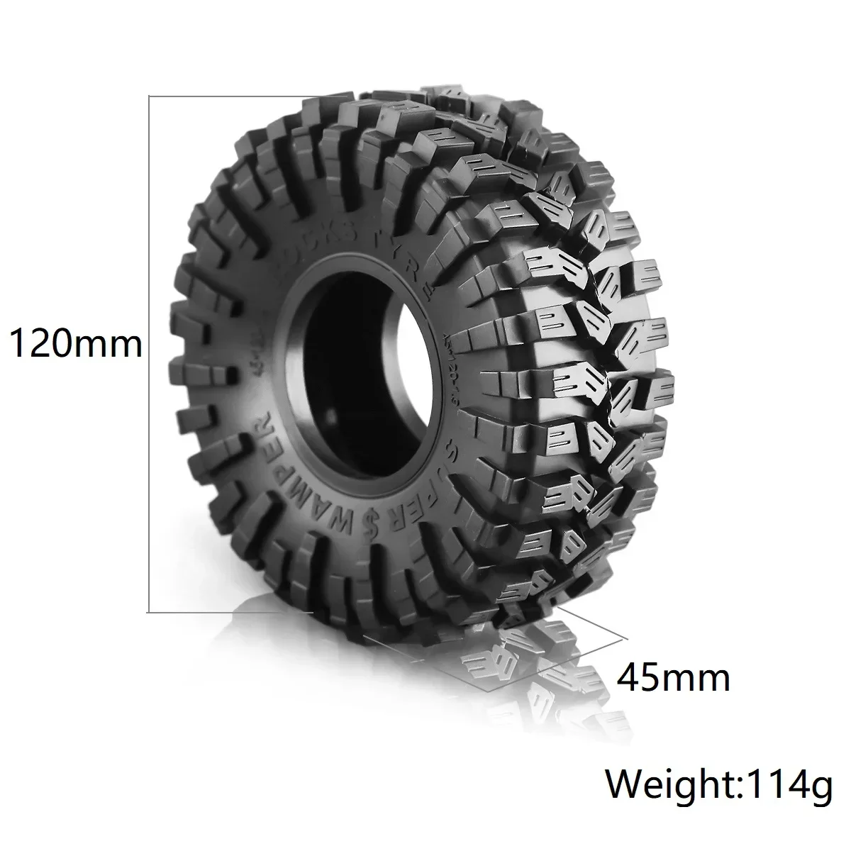 

KKRC 1pcs 120mm 1.9 Rubber Tire Wheel Tyre for 1/10 RC Crawler Car Traxxas TRX4 RC4WD D90 Axial SCX10 90046 II III Redcat