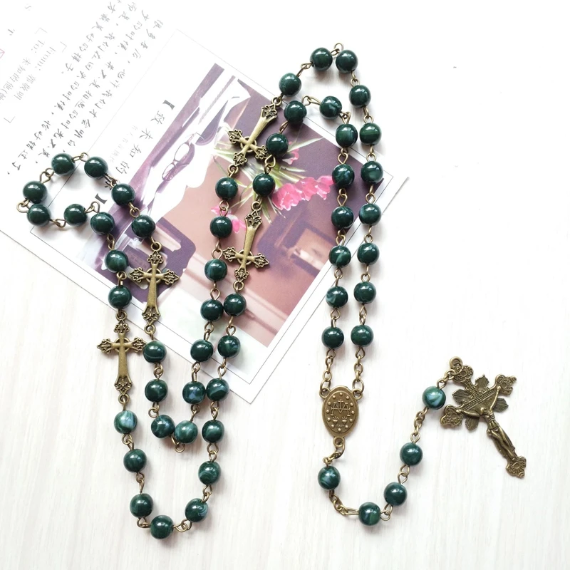 Blue Acrylic Rosary Necklace 5