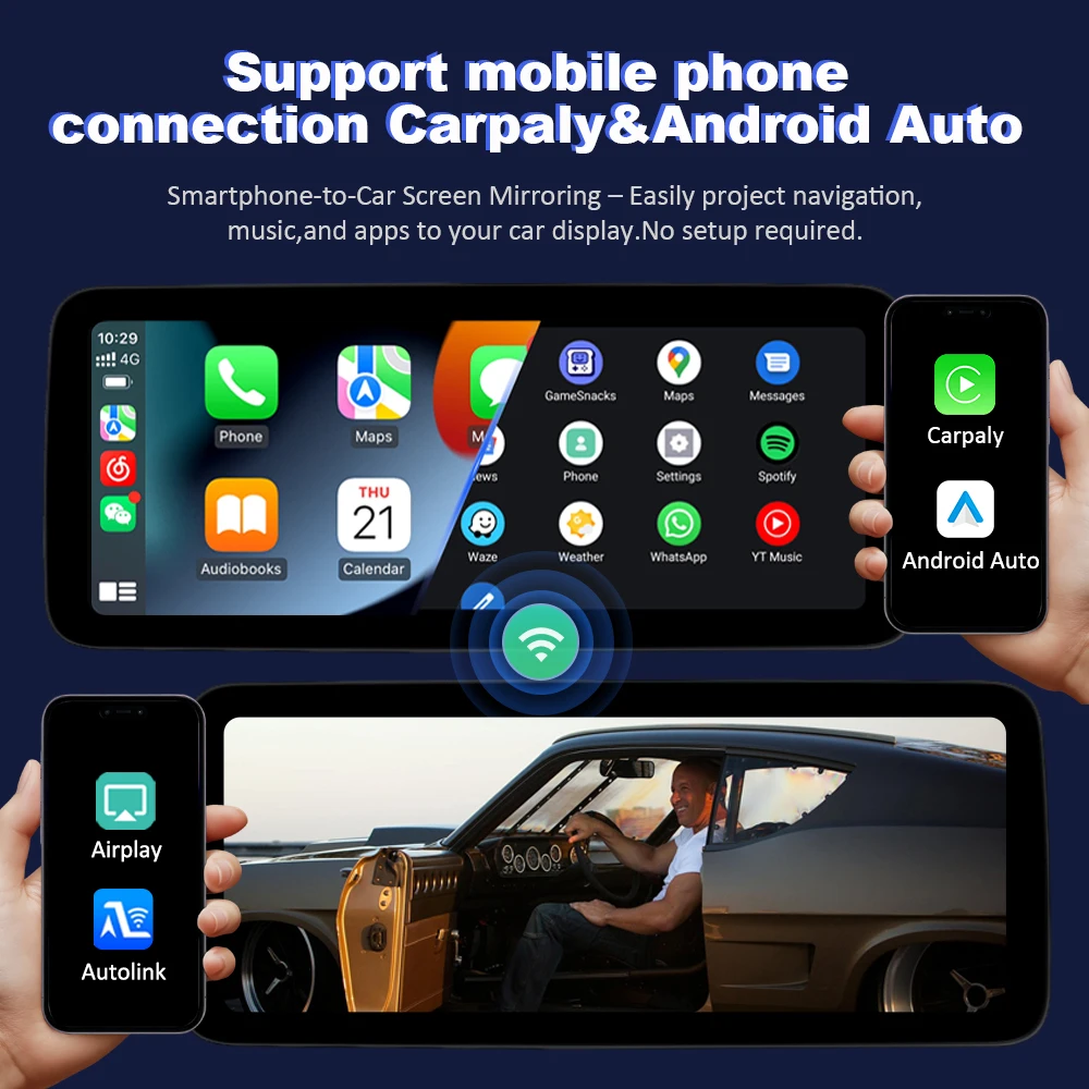 Pantalla Táctil Inalámbrica CarPlay Android Auto de 12.3 Pulgadas 2400*900P para Mercedes Benz ML W166 GL X166 GLE GLS 2012-2018 Sistema NTG4.5/5.0, Sistema Inteligente para Automóvil, Radio Multimedia Inteligente con Bluetooth, Navegación GPS, Autolink, Navi, Mirror Link, AirPlay 5