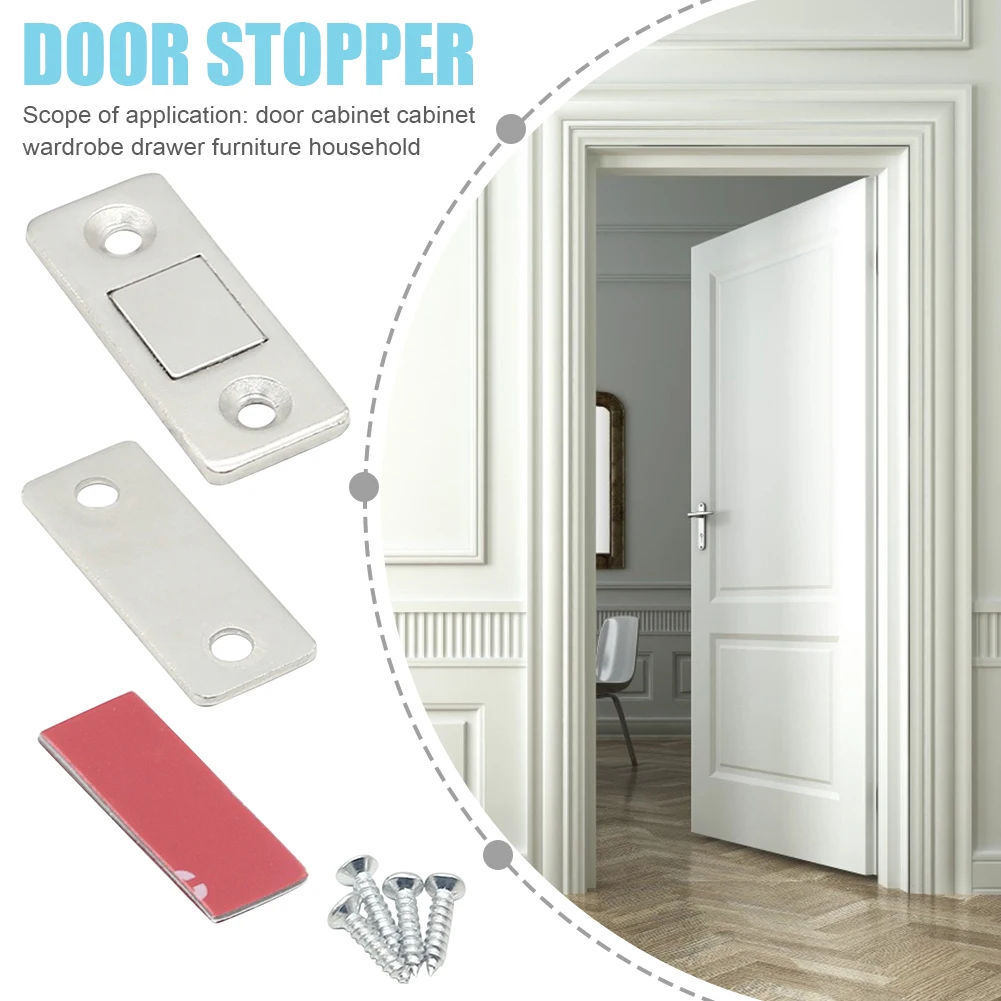 10-1Set Magnetic Cabinet Catches Door Stops Magnet Invisible Soft-Catch Ultra-Thin Anti-Rust Door Magnet with Screw for Home