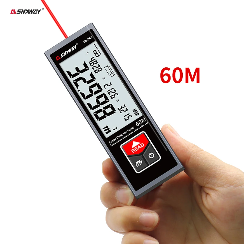 Mini Metal Laser Distance Meter Rechargeable Rangefinder High Precision 40M 50M 60M Range Trena Measure Tape Construction Tools