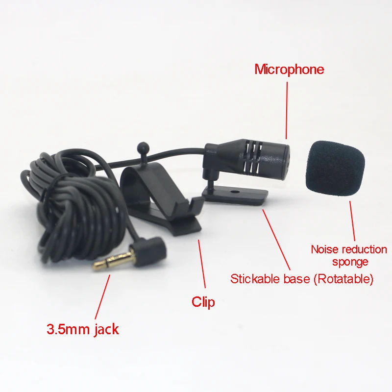 Car Audio Microphone 3.5mm Clip Jack Plug Mic Stereo Mini Wired External Microphone For Auto DVD Radio 3m Long