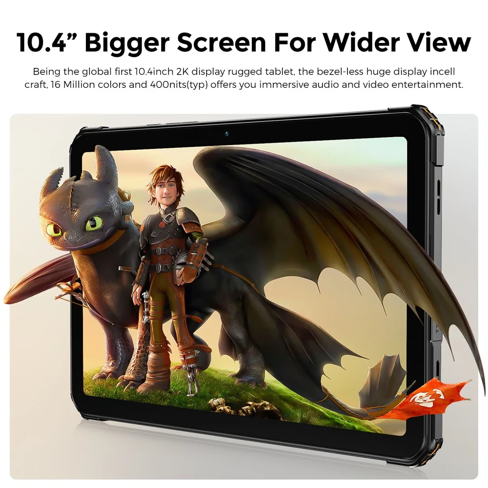 Fossibot DT1 Lite, Rugged Tablet,Android 13,10.4'' 2K-Large Screen, 4GB RAM 64GB RAM, 11000mAh Battery,Four Hi-Res Speakers Pad 4