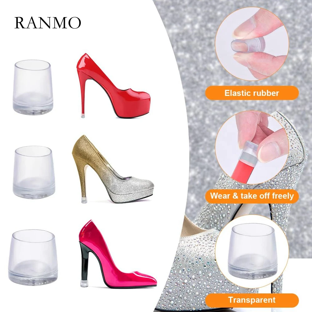 

8 Pairs Silencer Heel Protectors Round Shape High Heels Protective Cover Non-slip Wearable Heel Stoppers Shockproof Accessories