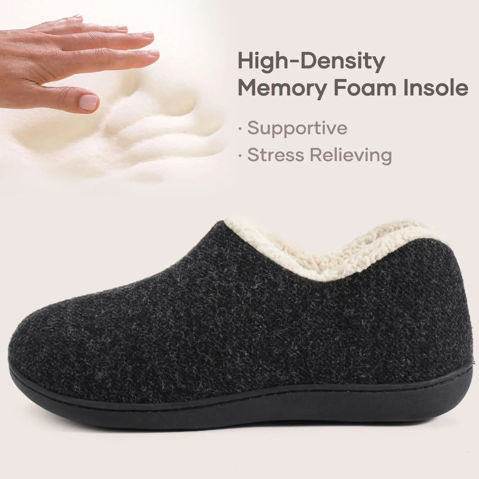Warm Non Slip Memory Foam Slippers For Men Indoor Outdoor