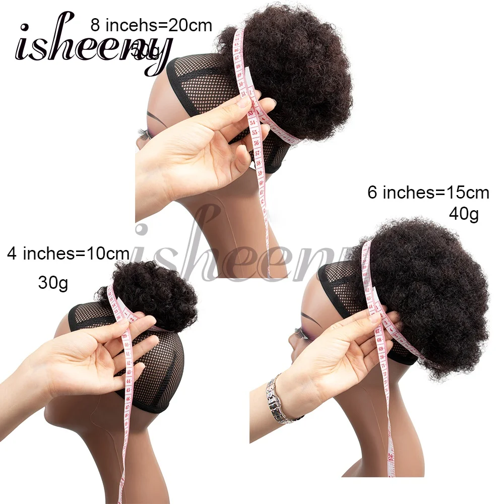 Afro Puff Kinky Curly Ponytail Human Hair Extensions Buns Chignon Accessories Drawstring Curly Ponytail Remy Human Hair 6