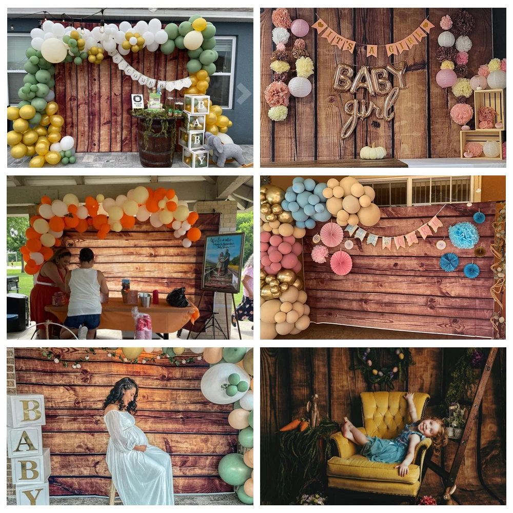 Photo Backdrop Rustic Wood Background For Baby Shower Birthday Party Kids Pets Portrait