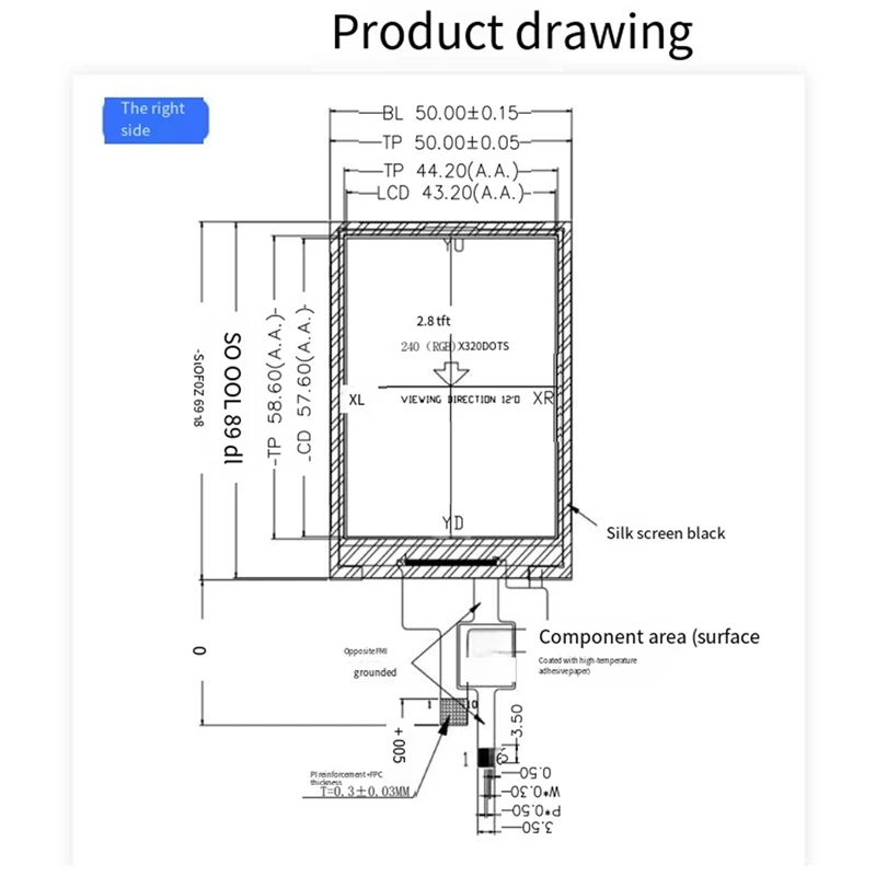 TFT LCD 컬러 디스플레이 스크린, SPI 직렬 포트, ST7789V, 240 320 정전식 터치, 2.8 인치