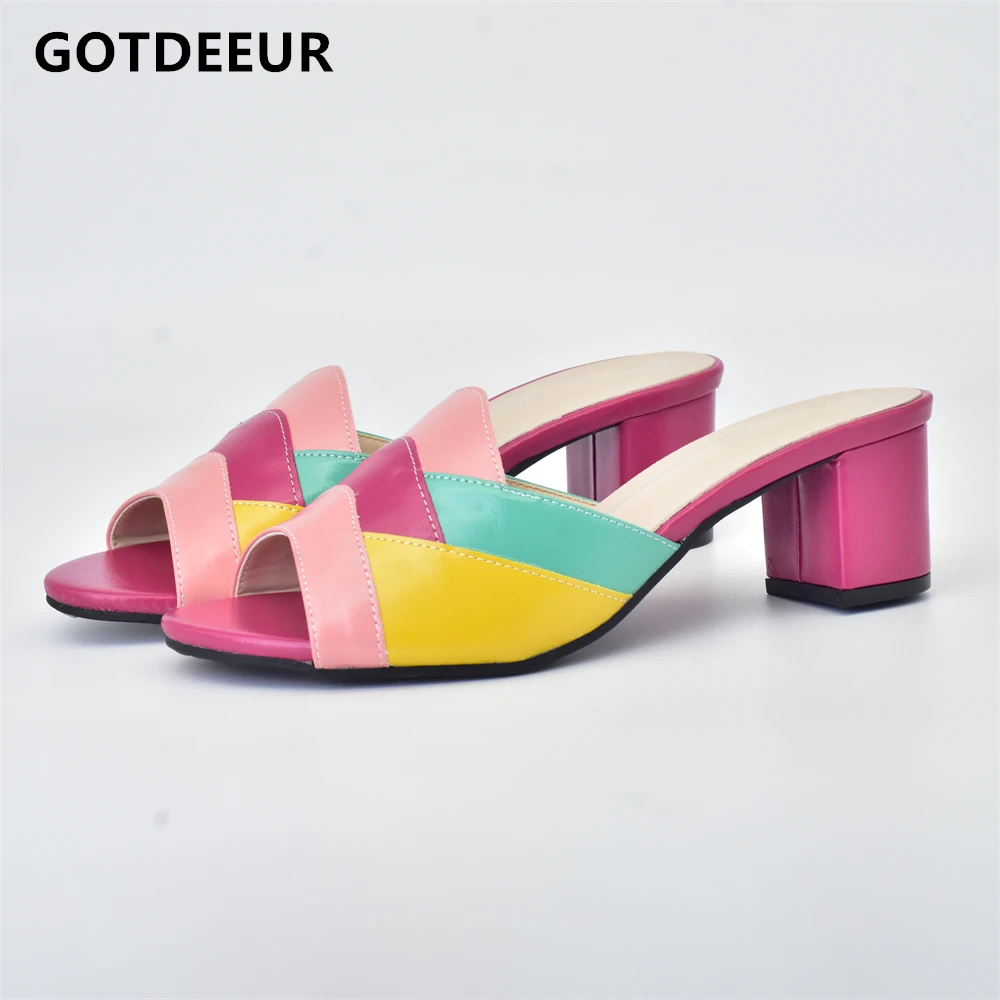 

Туфли женские на среднем каблуке, элегантные босоножки без застежек, в нигерийском стиле, свадебная обувь