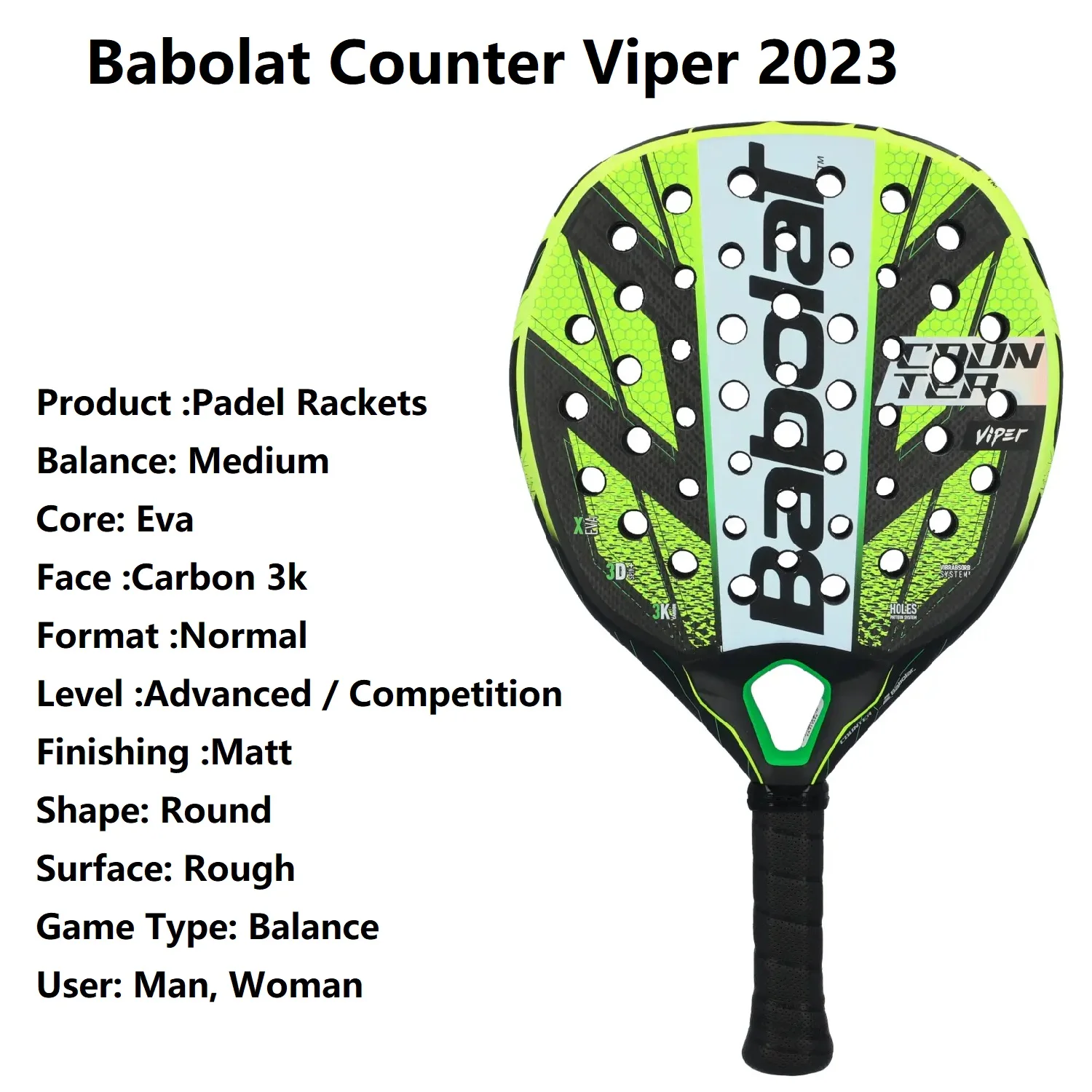 Tennis Racket Babolat Counter Veron Vertuo Viper APT Carbon Professional Advanced Palette Paddle Tennis Racket PADEL For Man Women