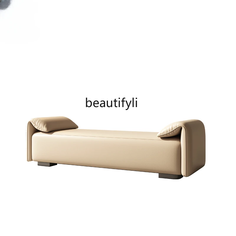 

Light Luxury Bedroom Genuine Leather Bed End Stool Home Shoe Changing Stool Living Room Solid Wood Sofa Stool Cloakroom Bench