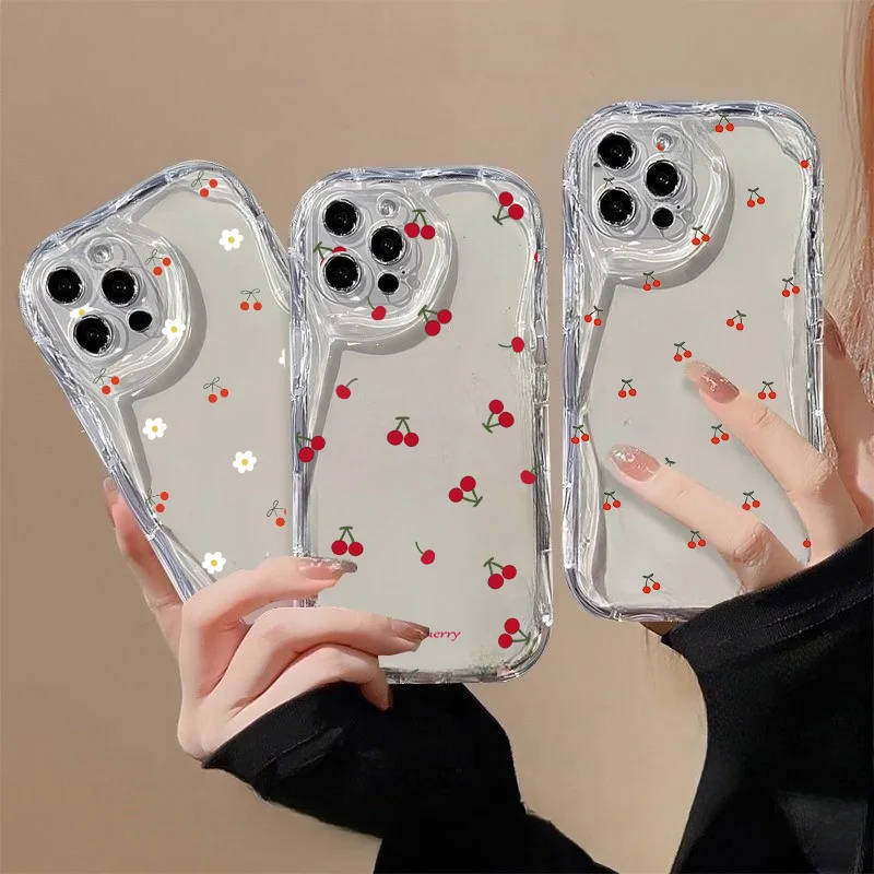 Creative Red Small Cherry Daisy Soft Silicone Phone Case