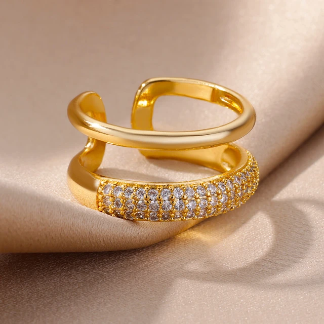 Gold Plating Adjustable Ring for Women Fashion Finger Rings Design Simple  Tail Ring Solid Color Zircon Wedding Jewelry - AliExpress